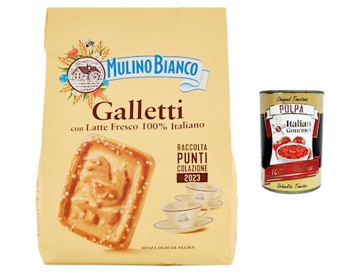 12x Mulino Bianco Galletti Kekse mit 100 % italienischer Frischmilch 800 g Biscuits cookie + Italian gourmet polpa 400g von Italian Gourmet E.R.