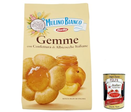 12x Mulino Bianco Gemme Albicocca, Aprikosen Kekse biskuits cookies kuchen mit Aprikosenmarmelade 200g + Italian Gourmet polpa 400g von Italian Gourmet E.R.