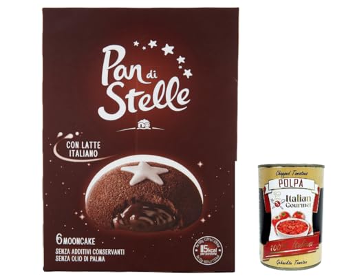 12x Mulino Bianco Kekse Mooncake Pan di Stelle, Tortino al Cioccolato, Schokoladenkuchen, Kuchen mit Kakao 210g + Italian Gourmet polpa 400g von Italian Gourmet E.R.