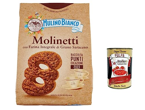 12x Mulino Bianco Molinetti Biscuits Shortbread Vollmehl und Buchweizen kekse, Frühstück voller Geschmack 800 g + Italian giourmet polpa 400g von Italian Gourmet E.R.