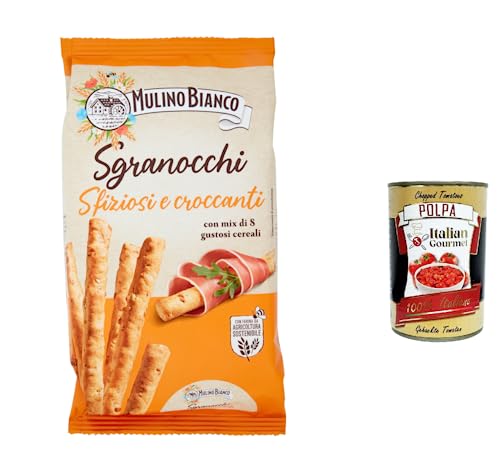 12x Mulino Bianco Sgranocchi Grissini con 8 Cereali e Sesamo con Farina Sostenibile 210g + Italian gourmet polpa 400g von Italian Gourmet E.R.