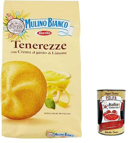 12x Mulino Bianco Tenerezze al limone Biscuits Shortbread Kekse cookies mit Zitronencreme, geschmacksintensives Frühstück – 200 gr von Italian Gourmet E.R.
