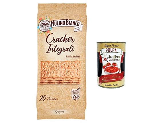 12x Mulino Bianco Vollkorn cracker integrali mit nachhaltigem, ballaststoffreichem Mehl 500 g + italienisches Gourmet-Fruchtfleisch 400 g von Italian Gourmet E.R.