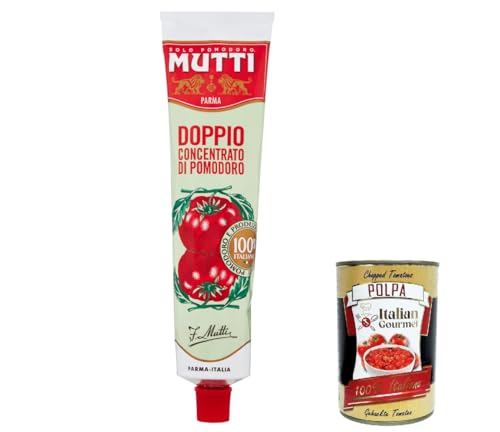 12x Mutti Doppio Concentrato di Pomodoro, Doppeltes Tomatenkonzentrat,100% Italienische Tomate,130g Tube + Italian Gourmet Polpa di Pomodoro 400g Dose von Italian Gourmet E.R.