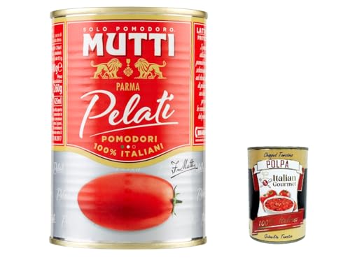 12x Mutti Pomodori Pelati Geschälte Tomaten 100 % italienische Tomaten 400g Dose Tomaten Sauce + Italian Gourmet polpa 400g von Italian Gourmet E.R.