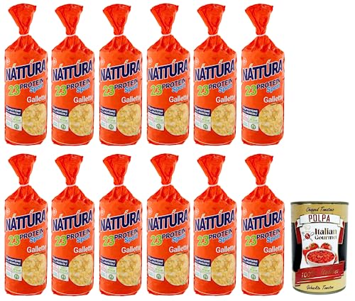 12x Náttúra Protein Sport Gallette BIO,Linsen-Erbsen-Kuchen,reich an Proteinen,Glutenfrei 100g + Italian Gourmet Polpa di Pomodoro 400g Dose von Italian Gourmet E.R.