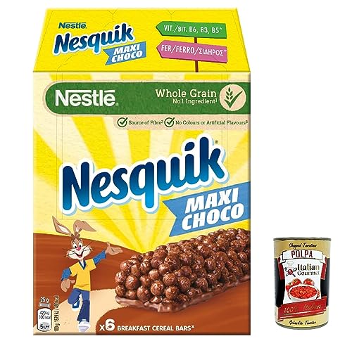 12x Nesquik Cereali Barrette ai cereali Müsli -Getreidestangen mit Schokolade und Milch, 6 x 25 g + Italian gourmet polpa 400g von Italian Gourmet E.R.