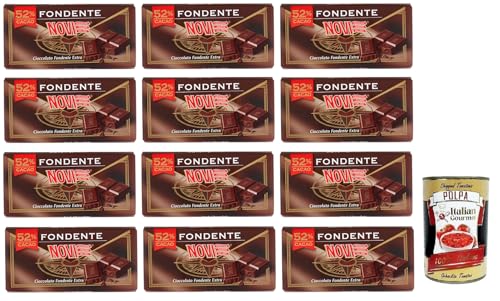 12x Novi Cioccolato Fondente 52% Kakao,Tafel Extra Dunkle Schokolade 100g + Italian Gourmet Polpa di Pomodoro 400g Dose von Italian Gourmet E.R.