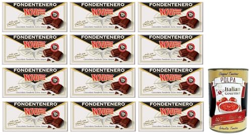 12x Novi Fondentenero,Intensive Extra Dunkle Schokolade,72% Kakao,100g + Italian Gourmet Polpa di Pomodoro 400g Dose von Italian Gourmet E.R.