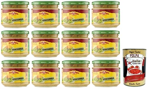 12x Old el Paso Salsa Guacamole-Sauce auf Avocado Basis,Würzsauce,für Aperitifs mit exotischen Aromen 320g Glas + Italian Gourmet Polpa di Pomodoro 400g Dose von Italian Gourmet E.R.