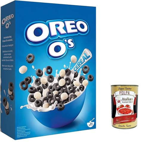 12x Oreo O's Cereal 350 g, Oreo Cerealien mit Kakao- und Vanillegeschmack, Oreo Cereal als Frühstück oder Snack zwischendurch, enthält Vitamine und Eisen + Italian Gourmet polpa 400g von Italian Gourmet E.R.