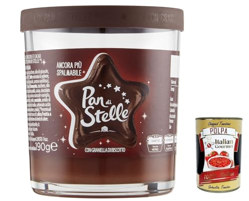 12x Pan di Stelle Crema Spalmabile Haselnuss Streichfähige Creme Sahne mit Kekskörnern 190g ohne Palmöl + Italian Gourmet polpa 400g von Italian Gourmet E.R.