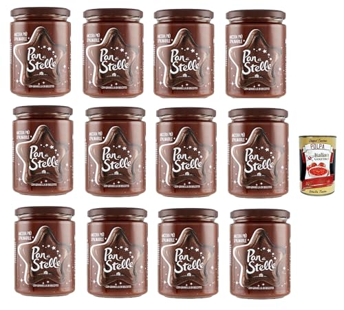 12x Pan di Stelle Crema Spalmabile Haselnuss Streichfähige Creme Sahne mit Kekskörnern 580g ohne Palmöl + Italian Gourmet polpa 400g von Italian Gourmet E.R.