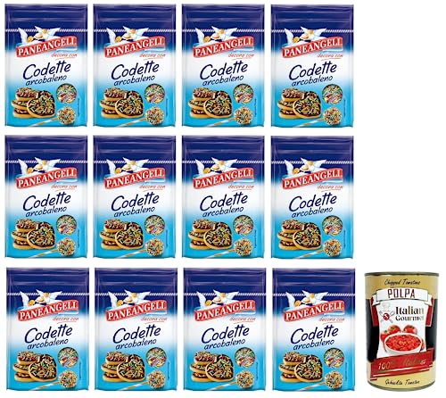 12x Paneangeli Codette Arcobaleno,Dekoration aus mehrfarbigem Konfetti in länglicher Form,Wiederverschließbare Packung mit 50g + Italian Gourmet Polpa di Pomodoro 400g Dose 12x Paneangeli Codette Arcobaleno,Dekoration aus mehrfarbigem Konfetti in länglicher Form,Wiederverschließbare Packung mit 50g + Italian Gourmet Polpa di Pomodoro 400g Dose von Italian Gourmet E.R.