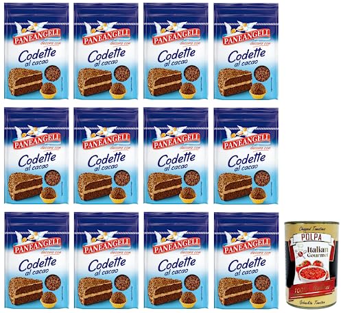 12x Paneangeli Codette Cacao,Dekoration aus länglichem Kakao Konfetti,Wiederverschließbare Packung mit 50g + Italian Gourmet Polpa di Pomodoro 400g Dose von Italian Gourmet E.R.