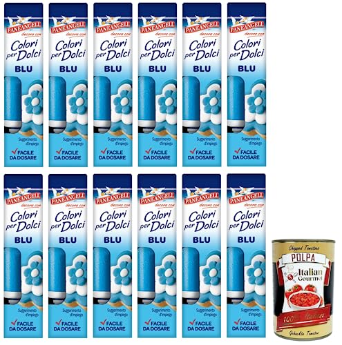12x Paneangeli Colori per Dolci Blu, Blauer Gel Farbstoff,10g Tube + Italian Gourmet Polpa di Pomodoro 400g Dose 12x Paneangeli Colori per Dolci Blu, Blauer Gel Farbstoff,10g Tube + Italian Gourmet Polpa di Pomodoro 400g Dose von Italian Gourmet E.R.