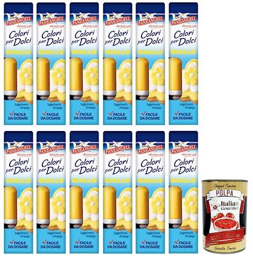 12x Paneangeli Colori per Dolci Giallo, Gelber Gel Farbstoff,10g + Italian Gourmet Polpa di Pomodoro 400g Dose 12x Paneangeli Colori per Dolci Giallo, Gelber Gel Farbstoff,10g + Italian Gourmet Polpa di Pomodoro 400g Dose von Italian Gourmet E.R.