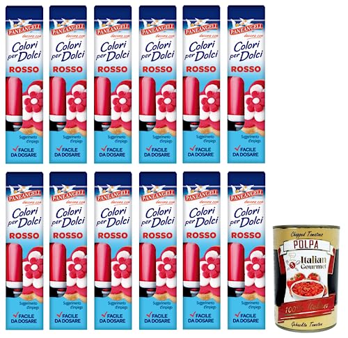 12x Paneangeli Colori per Dolci Rosso, Roter Gel Farbstoff,10g Tube + Italian Gourmet Polpa di Pomodoro 400g Dose 12x Paneangeli Colori per Dolci Rosso, Roter Gel Farbstoff,10g Tube + Italian Gourmet Polpa di Pomodoro 400g Dose von Italian Gourmet E.R.