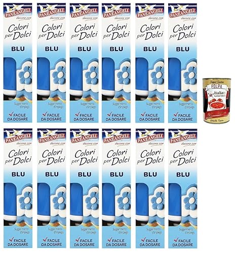 12x Paneangeli-Farben für Süßigkeiten blau Eine praktische Tube zum Blaufärben von Bonbons für tolle Dekorationen. 10g+ Italian Gourmet polpa 400g von Italian Gourmet E.R.