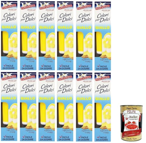 12x Paneangeli-Farben für Süßigkeiten gelb Eine praktische Tube zum Gelbfärben von Zuckerpaste, Marzipan, Glasuren und Cremes für Dekorationen und Verkleidungen+ Italian Gourmet polpa 400g 12x Paneangeli-Farben für Süßigkeiten gelb Eine praktische Tube zum Gelbfärben von Zuckerpaste, Marzipan, Glasuren und Cremes für Dekorationen und Verkleidungen+ Italian Gourmet polpa 400g von Italian Gourmet E.R.