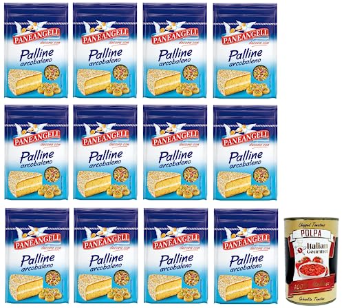 12x Paneangeli Palline Arcobaleno,Mehrfarbiges Konfetti in runder Form, ideal zum Dekorieren von Desserts,Wiederverschließbare 60g-Packung + Italian Gourmet Polpa di Pomodoro 400g Dose von Italian Gourmet E.R.