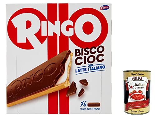 12x Pavesi Ringo Bisco Cioc Latte , Keks gefüllt mit Sahne mit 100 % italienischen Milch und Schokoladenüberzug 162 g + italian gourmet polpa 400g von Italian Gourmet E.R.