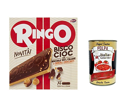 12x Pavesi Ringo Bisco Cioc Nocciole, Keks gefüllt mit Sahne mit 100 % italienischen Haselnüssen und Schokoladenüberzug 162 g + italian gourmet polpa 400g von Italian Gourmet E.R.