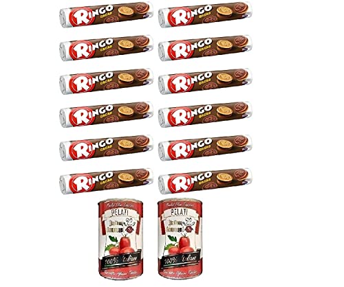 12x Pavesi Ringo biscuits with cocoa 165 g cookies Italian biscuits snack cocoa + Italian Gourmet 100% italienische geschälte Tomaten dosen 2x 400g von Italian Gourmet E.R.