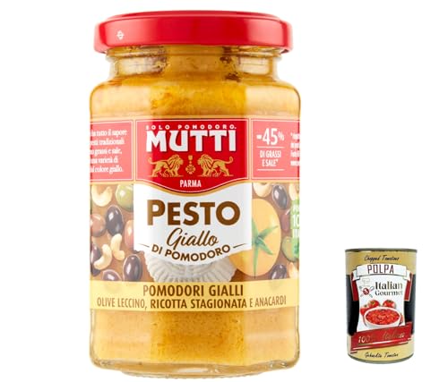 12x Pesto di Pomodoro giallo, Pesto mit gelben Tomaten, Oliven, erfahrener Ricotta und Anacardi 190g + Italian Gourmet polpa 400g von Italian Gourmet E.R.