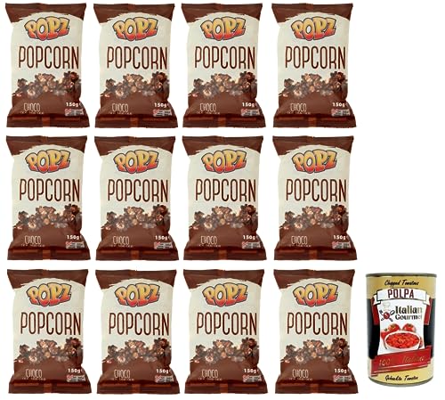 12x Popz Popcorn Choco Cacao,Karamellisiertes Popcorn mit Kakao Butter Karamell (73%),Kakao (4%),Beutel mit 150g + Italian Gourmet Polpa di Pomodoro 400g Dose von Italian Gourmet E.R.