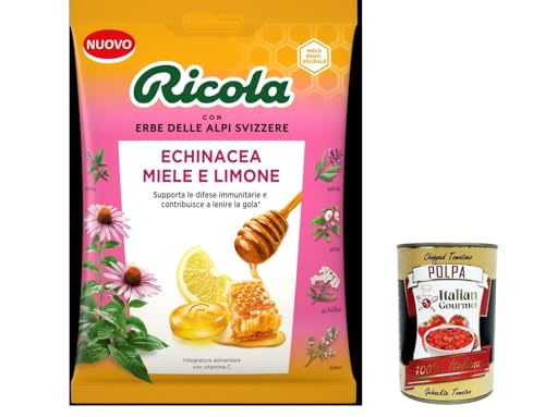 12x Ricola Echinacea Honig Zitrone, original Schweizer Kräuter-Bonbons mit 13 Schweizer Alpenkräutern, wohltuender Genuss, 68g + Italian Gourmet polpa 400g von Italian Gourmet E.R.