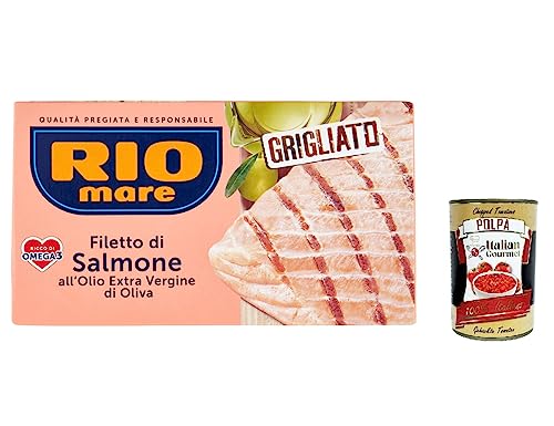 12x Rio Mare Gegrilltes Lachsfilet mit nativem Olivenöl extra, reich an Omega 3, 125 g + Italian Gourmet polpa 400g von Italian Gourmet E.R.