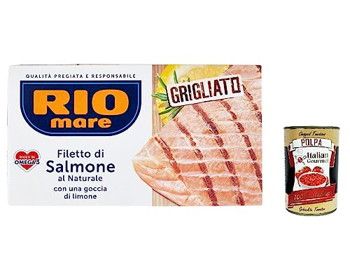 12x Rio Mare Natürliches Lachsfilet mit einem Tropfen gegrillter Zitrone 125 g + Italian Gourmet polpa 400g von Italian Gourmet E.R.