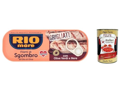 12x Rio Mare Sgombro gegrillte Makrelenfilets mit grünen, schwarzen Oliven 120g + Italian Gourmet polpa 400g von Italian Gourmet E.R.