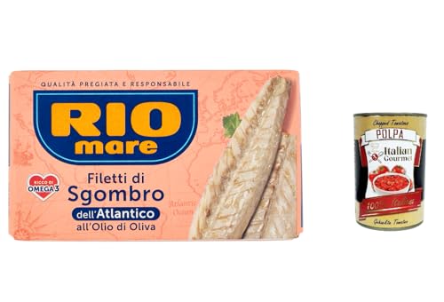 12x Rio mare Filetti di Sgombro dell'Atlantico all'Olio di Oliva, Atlantische Makrelefilets mit Olivenöl 125g + Italian Gourmet polpa 400g von Italian Gourmet E.R.