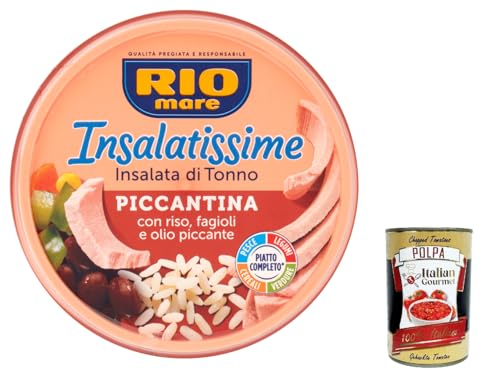 12x Rio mare Insalatissime Insalata di Tonno Piccantina, mit Reis, Bohnen und würzigem Öl 220 g + Italian Gourmet polpa 400g von Italian Gourmet E.R.