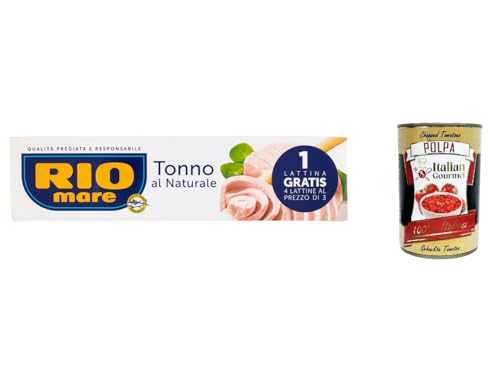 12x Rio mare Tonno al Naturale, Natürlicher Thunfisch, Thunfisch hochwertiger gelbe Flossen 4 x 80 g + Italian Gourmet polpa 400g von Italian Gourmet E.R.