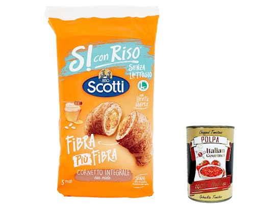 12x Riso Scotti - Si con Riso - Cornetti Laktosefreie Ballaststoffe plus Ballaststoff Vollkorn-Croissant mit Honig 250g + Italian gourmet polpa 400g von Italian Gourmet E.R.