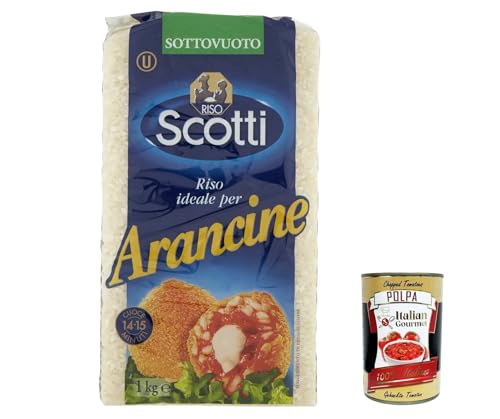 12x Riso scotti per arancine, Idealer Reis für sizilianische Arancini, 100% italienischer Reis 1kg + Italian Gourmet polpa 400g von Italian Gourmet E.R.