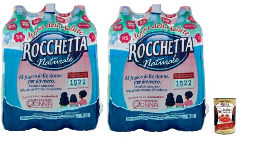 12x Rocchetta Acqua Minerale Naturale,Natürliches Mineralwasser Einweg-PET-Flasche 1,5Lt + Kostenlose Italian Gourmet Polpa di Pomodoro 400g Dose von Italian Gourmet E.R.