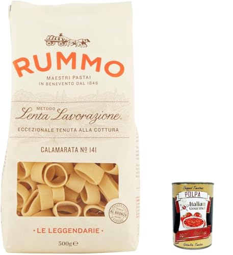 12x Rummo Calamarata N°141 Pasta Lenta Lavorazione Teigwaren aus Hartweizengrieß Bronze-Zeichnung 500g + Italian Gourmet polpa 400g von Italian Gourmet E.R.