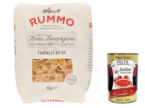12x Rummo Farfalle N. 85 Hartweizengrieß Pasta Italienische Nudeln 1kg Packung + Italian Gourmet Polpa di Pomodoro 400g Dose von Italian Gourmet E.R.