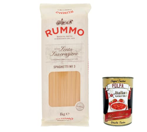 12x Rummo Spaghetti N. 3 Hartweizengrieß Pasta Italienische Nudeln 1Kg Packung + Italian Gourmet Polpa di Pomodoro 400g Dose von Italian Gourmet E.R.
