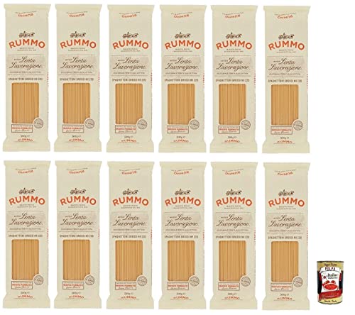 12x Rummo Spaghettoni Grossi N°220 Pasta Lenta Lavorazione Teigwaren aus Hartweizengrieß Bronze-Zeichnung 500g + Italian Gourmet Polpa di Pomodoro 400g Dose von Italian Gourmet E.R.