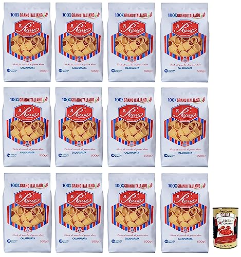 12x Russo Calamarata N°27 Hartweizengrieß Pasta,100% Italienischer Weizen,500g-Packung + Italian Gourmet Polpa di Pomodoro 400g Dose 12x Russo Calamarata N°27 Hartweizengrieß Pasta,100% Italienischer Weizen,500g-Packung + Italian Gourmet Polpa di Pomodoro 400g Dose von Italian Gourmet E.R.