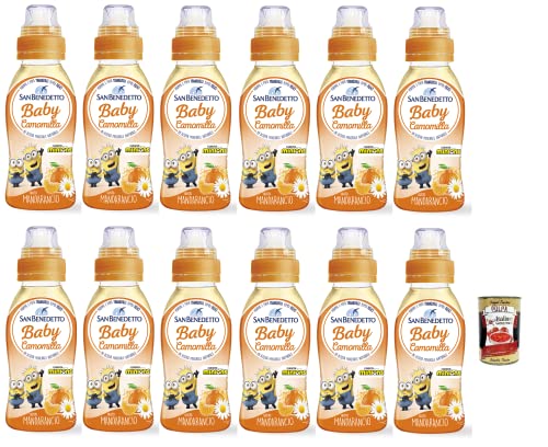 12x San Benedetto Baby Camomilla Mandarancio,Kamille mit Mandarine Geschmack,Kohlensäurefreies Getränk in Natürlichem Mineralwasser Pull-Push, 25cl + Italian Gourmet Polpa di Pomodoro 400g Dose von Italian Gourmet E.R.