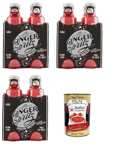 12x San Benedetto Ginger Spritz with Ginger 180 ml Aperitif without Alcohol Bitter + Italian Gourmet polpa 400g von Italian Gourmet E.R.