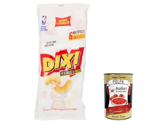 12x San Carlo Dixi Multipack Maischips Käse gebackene Chips Maiscroissants mit Käsegeschmack salziger Snack (6 x 22g) 132g + Italian Gourmet polpa 400g von Italian Gourmet E.R.