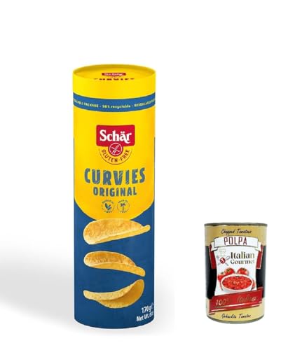 12x Schär, Curvies Original, Klassische Chips, herzhafter Snack auf Kartoffelbasis, glutenfrei und palmölfrei, vegan, 170 g + Italian Gourmet polpa 400g von Italian Gourmet E.R.