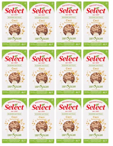 12x Select Ceci Decorticati Geschälte Kichererbsen 100% Italienische Hülsenfrüchte Papier Verpackung von 400g von Italian Gourmet E.R.